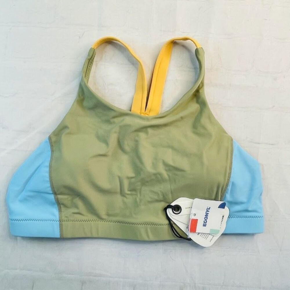 Prana Baja Bound Swim Top Womens S Sweet Agave Color Block Bikini Beach Vacation